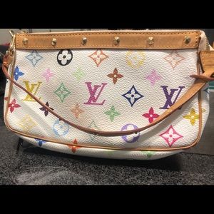 Louis Vuitton white monogram multicolor purse.